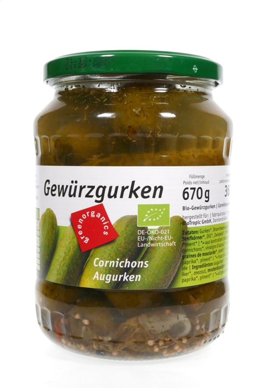 Okurky sterilované 670g/360g BIO