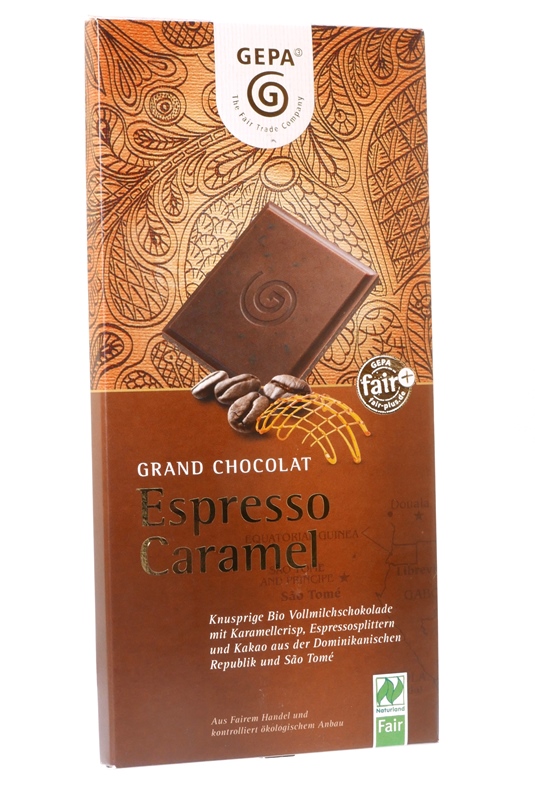 Čokoláda mléčná Espresso s karamelem 100g BIO