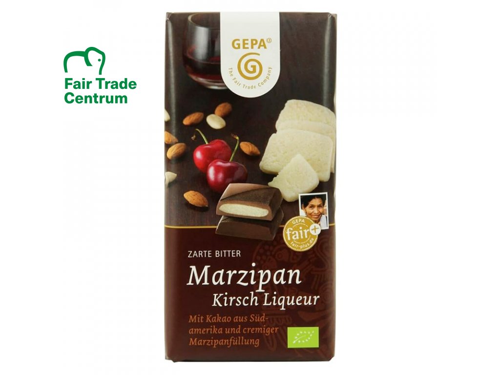 Čokoláda hořká s marcipánem a třešň. likérem 100g