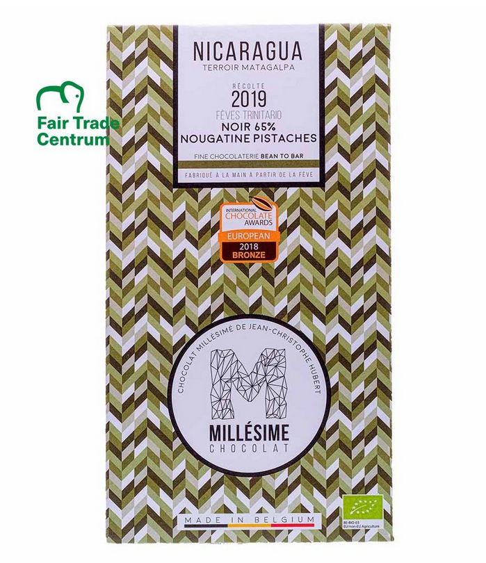 Čokoláda hořká s pistáciovou náplníi 70g BIO